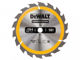 DEWALT Construction Circular Saw Blade 184 x 16mm x 18T £13.49